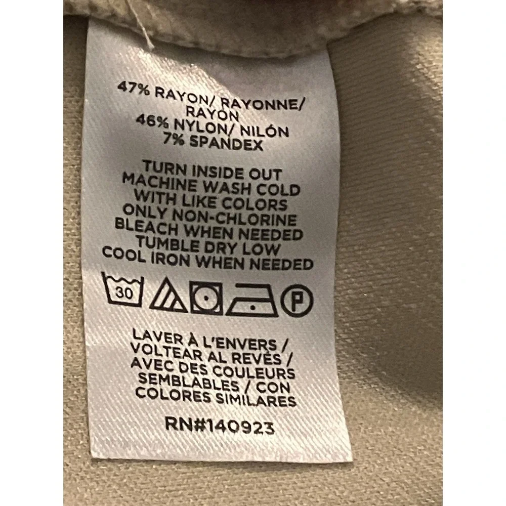 LOFT Curvy Dress Pants 16P Wide Leg Khaki Knit Pull On Gold Buttons Office - Picture 7 of 8